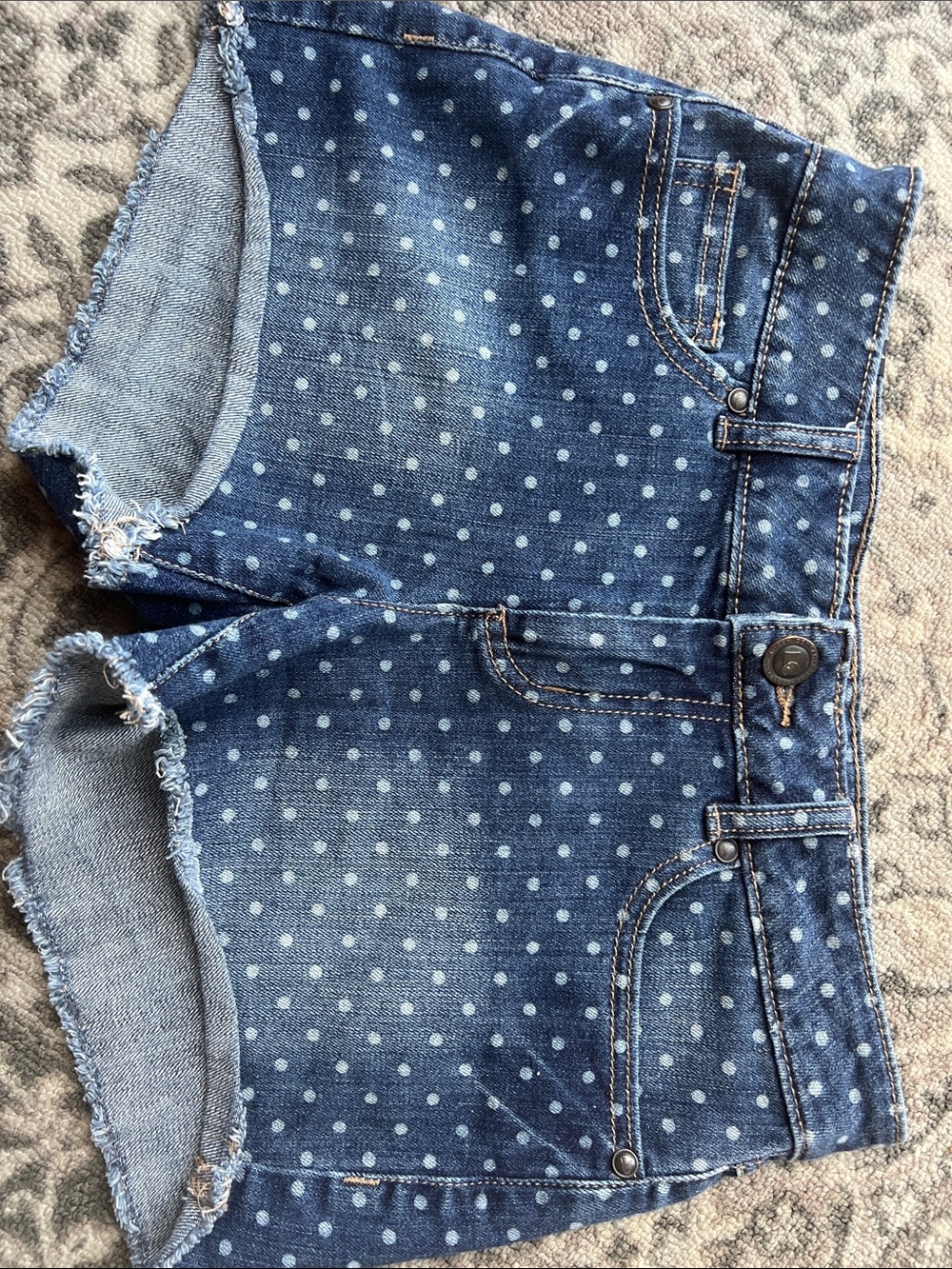 LC Lauren Conrad Blue Polka Dot Denim Shorts